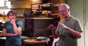 Christoph Butterwegge und Thomas Eberhardt-Köster beim Vortrag